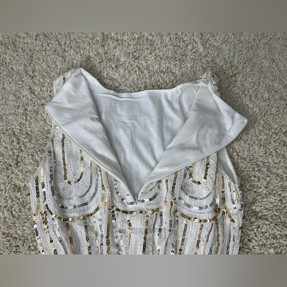 Women’s White and Gold 1920s Cocktail Dress NWOT - Picture 4 of 8